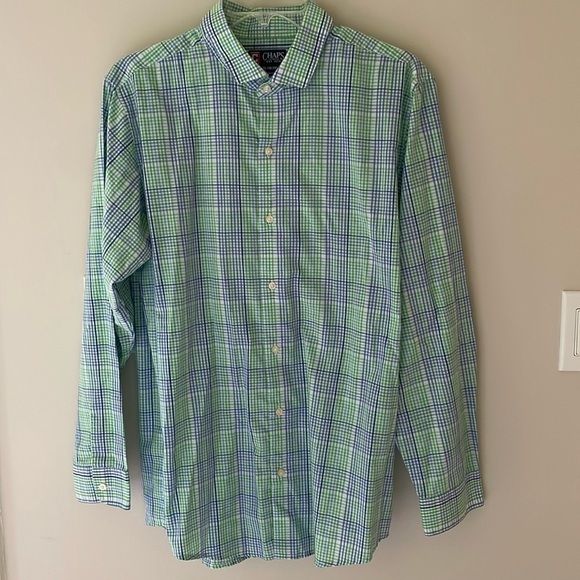 Chaps Youth Boys XL 18 20 Green Blue Plaid Button Down Dress Shirt Easy Care - Picture 1 of 7